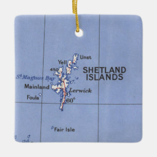 Shetland Islands Vintage Map Ceramic Ornament