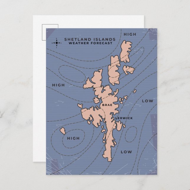 Shetland Islands Weather forecast map Invitation Postcard (Front/Back)
