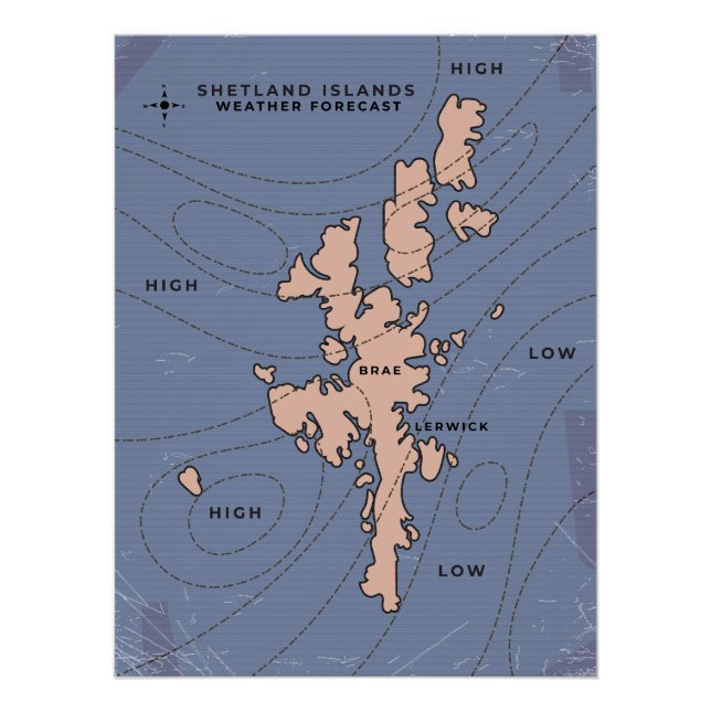 Shetland Islands Weather forecast map Poster (Front)
