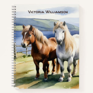 Shetland Ponies Countryside Equine Custom Name Notebook