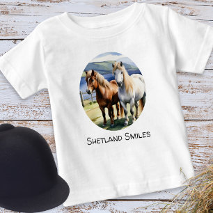 Shetland Ponies Cute Farm Animals Baby T-Shirt