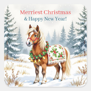 Shetland Pony Christmas Square Sticker