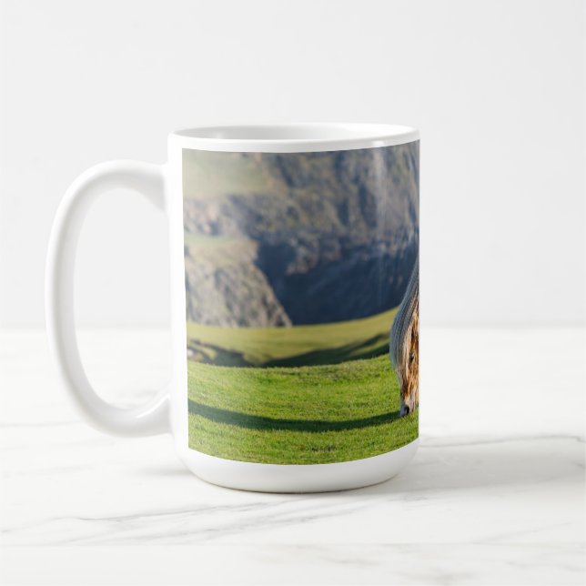 Shetland Pony on Pasture Near High Cliffs Coffee Mug (Left)