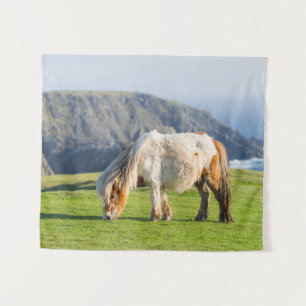 Shetland Pony on Pasture Near High Cliffs Tapestry