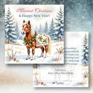 Shetland Pony Personalized Christmas Holiday Card