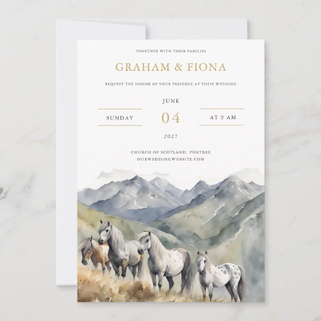 Shetland Pony Watercolor Invitation (Front)