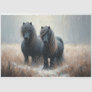 Shetland Pony Winter-Time Decoupage Tissue Paper