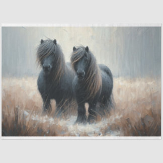 Shetland Pony Winter-Time Decoupage Tissue Paper