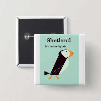 Shetland Puffin Vintage travel poster 15 Cm Square Badge