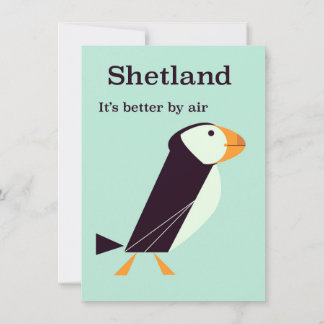 Shetland Puffin Vintage travel poster Invitation