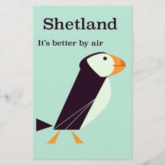 Shetland Puffin Vintage travel poster Stationery