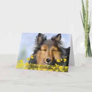 Shetland Puppy Custom Birthday Greeting Card