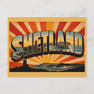 Shetland Scotland Vintage Travel Art Postcard