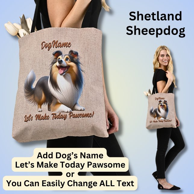 Shetland Sheepdog - Add Dog's Name, Change Text Tote Bag (Creator Uploaded)