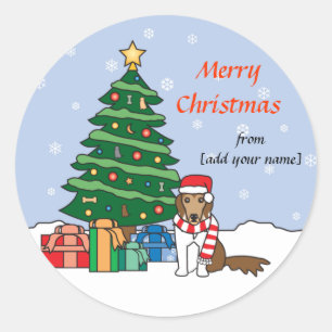 Shetland Sheepdog and Christmas Tree Classic Round Sticker