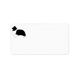 Shetland Sheepdog Black and White SIlhouette Label