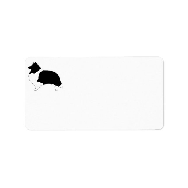Shetland Sheepdog Black and White SIlhouette Label (Front)