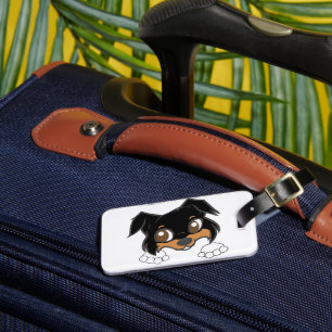Shetland Sheepdog Black Tri Peeking Cartoon Luggage Tag