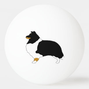 shetland sheepdog black white and tan silo ping pong ball