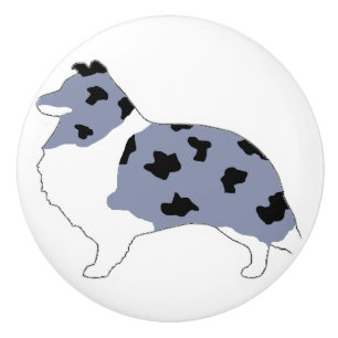 shetland sheepdog blue merle and white silo ceramic knob
