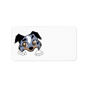 Shetland Sheepdog Blue Merle Tri Peeking Cartoon Label