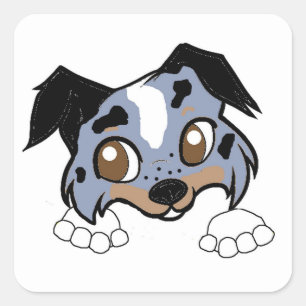 Shetland Sheepdog Blue Merle Tri Peeking Cartoon Square Sticker