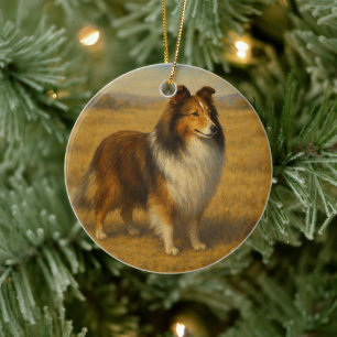 Shetland Sheepdog Ceramic Tree Decoration