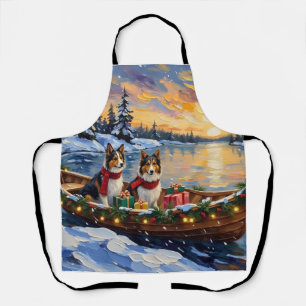 Shetland Sheepdog Christmas Boat Holiday Apron