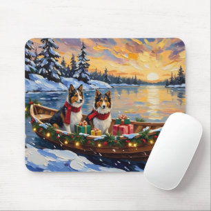 Shetland Sheepdog Christmas Boat Holiday Mouse Mat