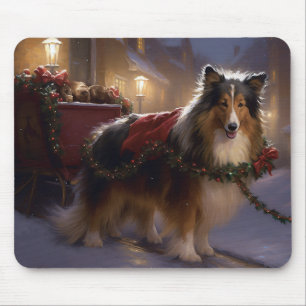 Shetland Sheepdog Christmas Festive Season Mouse Mat