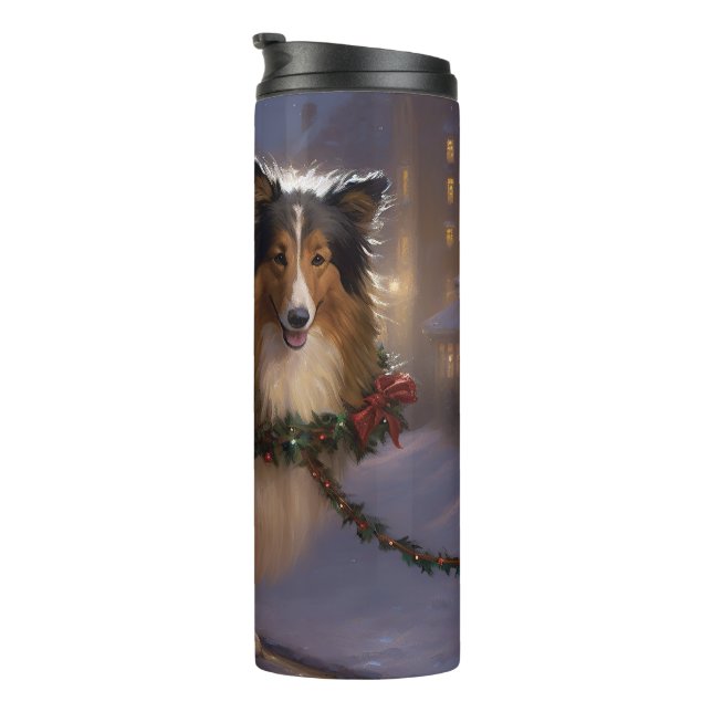 Shetland Sheepdog Christmas Festive Season  Thermal Tumbler (Rotated Right)