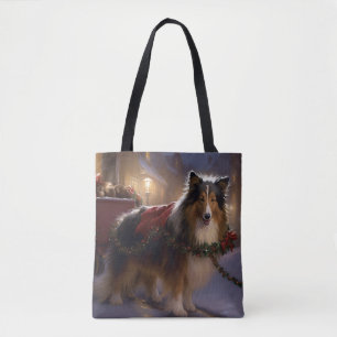 Shetland Sheepdog Christmas Festive Season Tote Bag