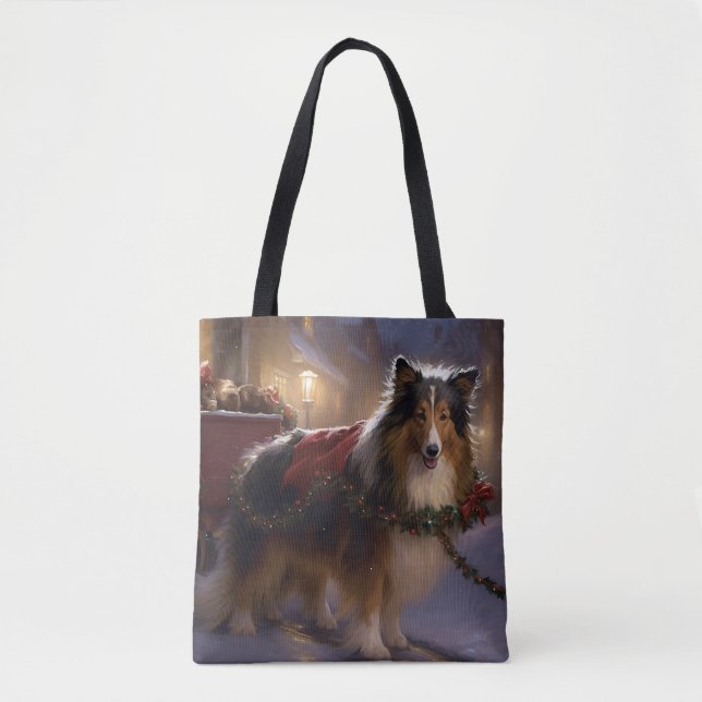 Shetland Sheepdog Christmas Festive Season  Tote Bag (Front)
