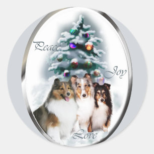Shetland Sheepdog Christmas Gifts Classic Round Sticker