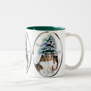 Shetland Sheepdog Christmas Gifts Two-Tone Coffee Mug