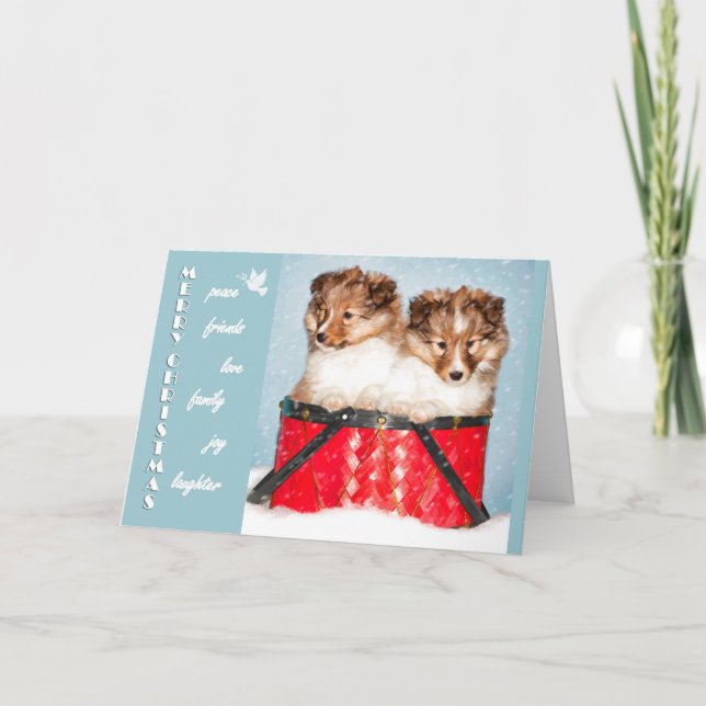 Shetland Sheepdog Christmas Greeting Card (Front)