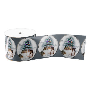 Shetland Sheepdog Christmas Grosgrain Ribbon