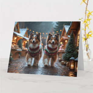 Shetland Sheepdog Christmas Snow Holiday  Card
