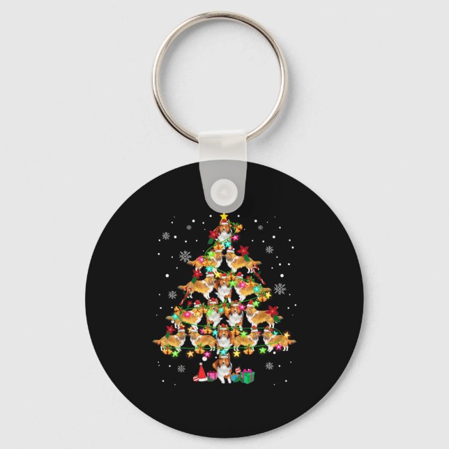 Shetland Sheepdog Christmas Tree Funny Sheltie Chr Key Ring (Front)