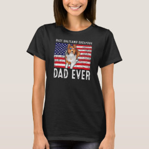 Shetland Sheepdog Dad Usa American Flag Dog Owner T-Shirt