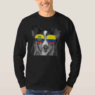 Shetland Sheepdog Dog Ecuador Flag Sunglasses T-Shirt