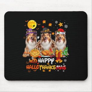 Shetland Sheepdog Dog Happy Halloween Thanksgiving Mouse Mat