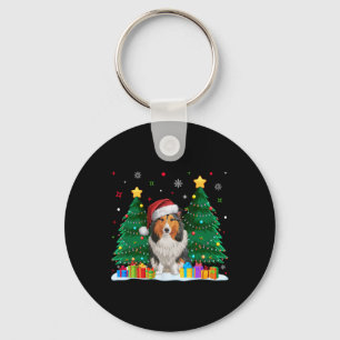 Shetland Sheepdog Dog Lover Santa Hat Ugly Christm Key Ring
