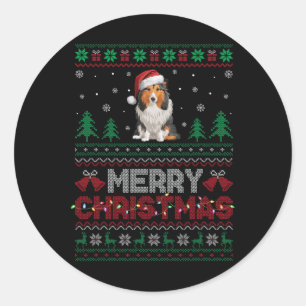 Shetland Sheepdog Dog Lovers Santa Hat Christmas T Classic Round Sticker