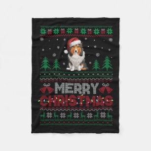 Shetland Sheepdog Dog Lovers Santa Hat Christmas T Fleece Blanket