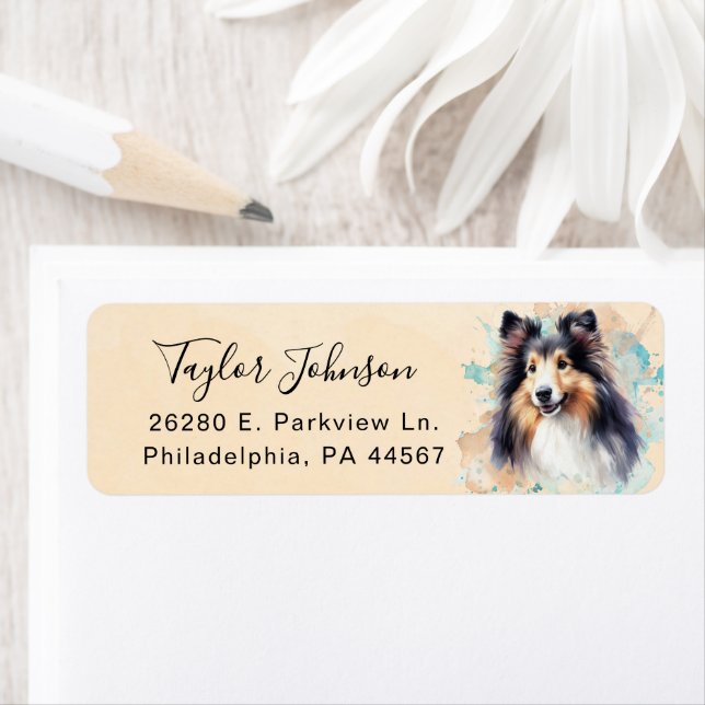 Shetland Sheepdog Dog Return Address Label (Insitu)