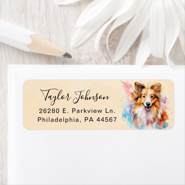 Shetland Sheepdog Dog Return Address Label (Insitu)