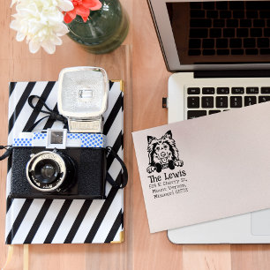 Shetland Sheepdog Dog, Return Address,  Rubber Stamp