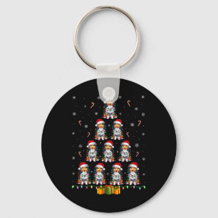 Shetland Sheepdog Dog Santa Hat Xmas Lights Christ Key Ring