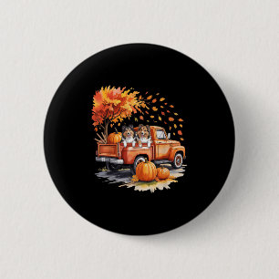 Shetland Sheepdog Dog Truck Pumpkin Autumn Fall Th 6 Cm Round Badge